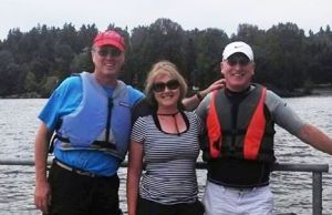 Preparing to kayak with my brother Rob and sister Kris prior to hike